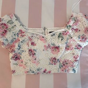 Bloomingdale’s floral lace crop top